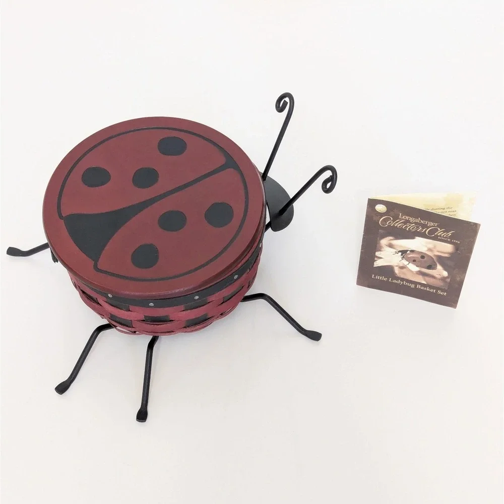 Longaberger Collectors Club 2009 Little Ladybug Basket w/ Lid, Legs, Tag